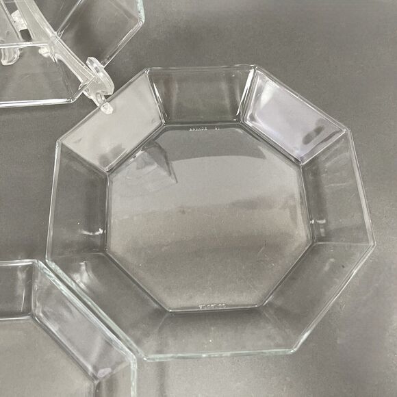 Arcoroc France Octime Clear Octagonal Bowls Glass 7 3/4" across Lot of 4 - Picture 5 of 13